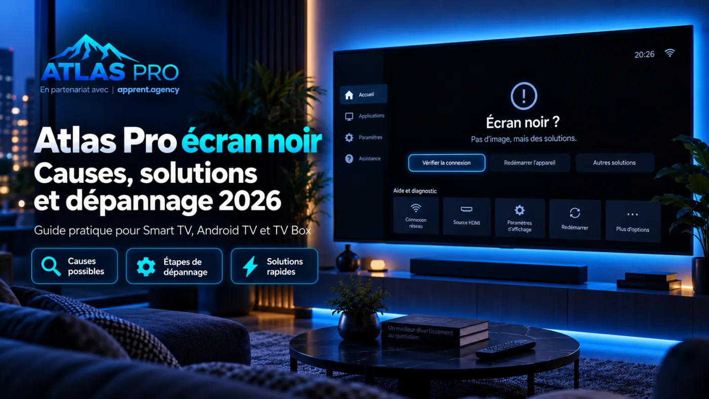 Atlas Pro écran noir : causes et solutions rapides en 2026