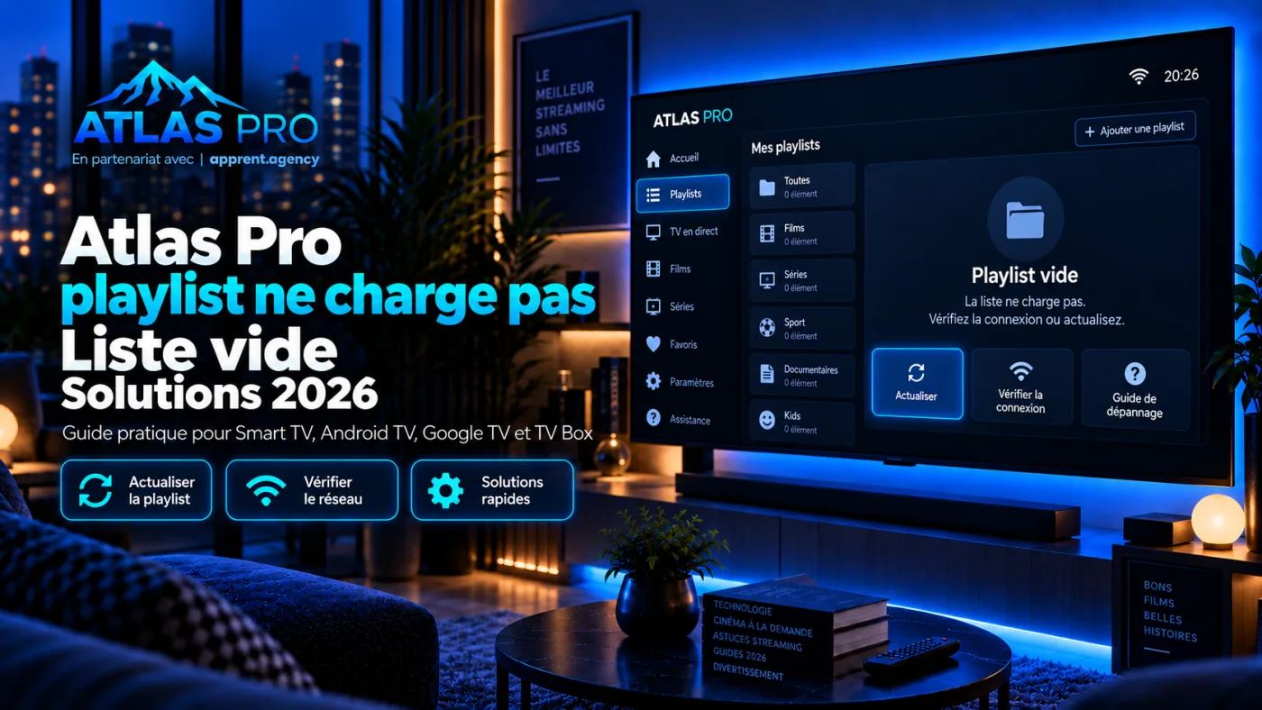 Atlas Pro playlist ne charge pas : liste vide et solutions 2026