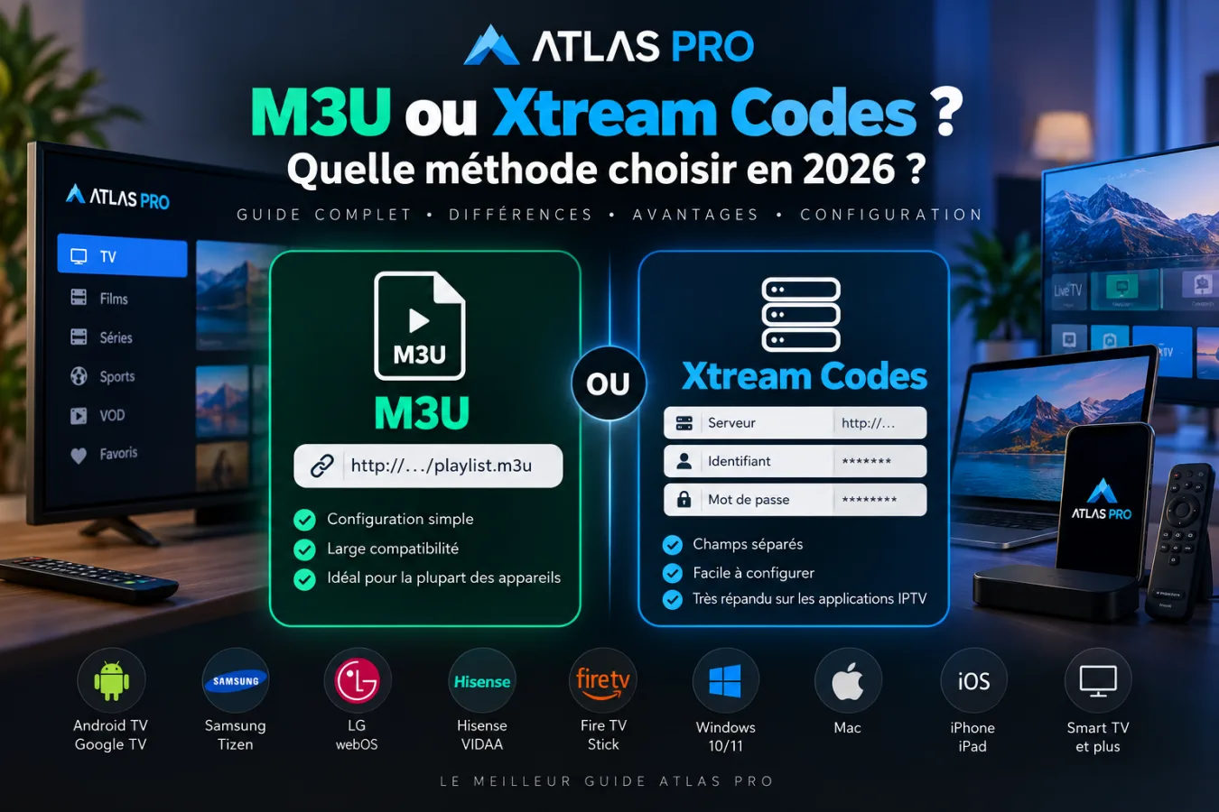 Atlas Pro M3U ou Xtream Codes : Quelle méthode choisir en 2026 ?