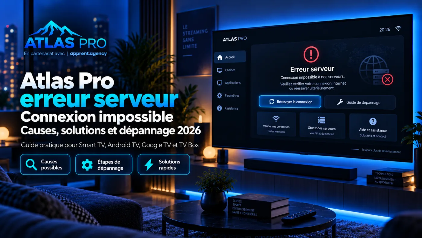 Erreur serveur Atlas Pro : connexion impossible et solutions 2026